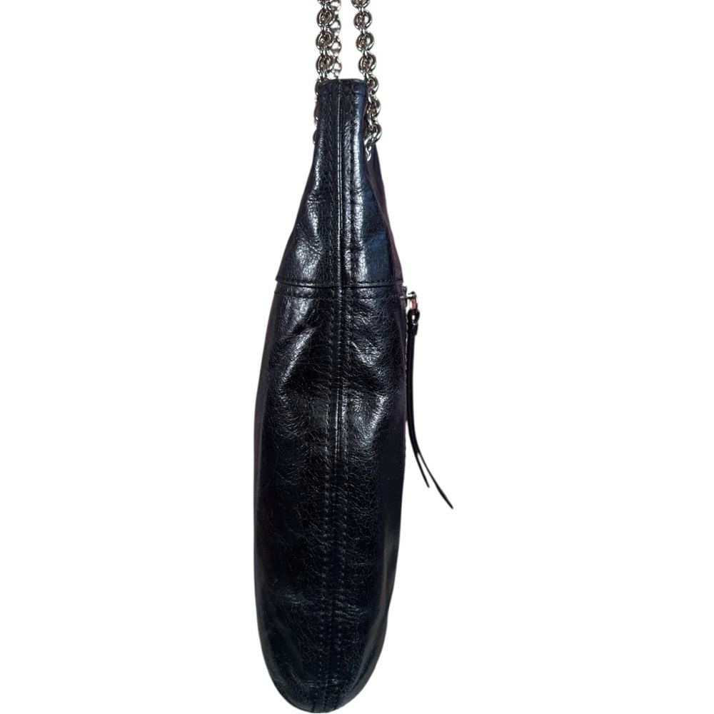 COACH Poppy EUC Slim Black Crackled Leather Convertible Bag - Picture 5 of 16